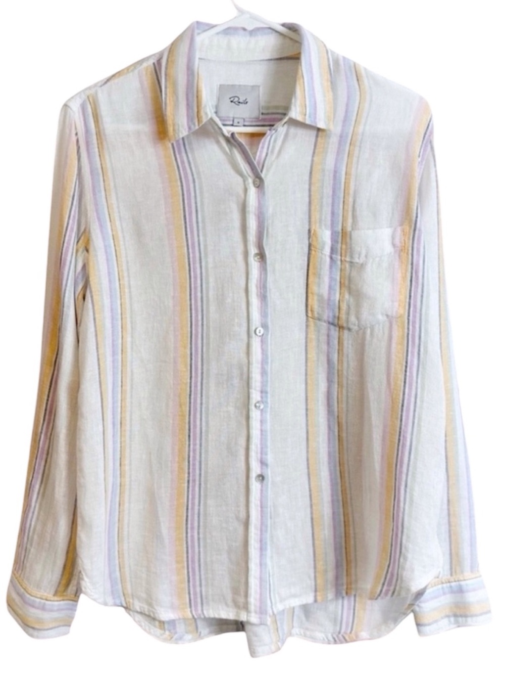 Rails Charli Stripe Linen Blend Button Up Blouse